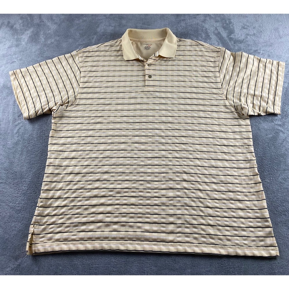 George Golf Mens 2XL Yellow Striped Short Sleeve Performance Polo Shirt